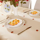 Decorative Red Floral Print Lace Water Resistant Tablecloth Wrinkle Free and Stain