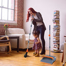 Broom and Dustpan Set, Self-Cleaning with Dustpan Teeth, Ideal for Dog Cat Pets