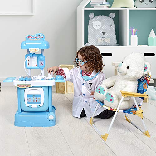 ONDEKT Kids Doctor Set – 15 Pieces Kid's Medical Pretend Playset On Trolley