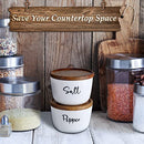 Salt and Pepper Bowls, 10 oz Salt Cellar with Lid, Stacked Ceramic Container, Salt Box