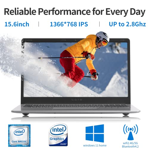 Laptop 15.6 Inch, 4GB DDR4 128GB SSD Windows 11 Laptops with Intel Celeron
