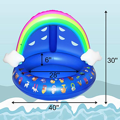 Inflatable Splash Kiddie Pool Summer Toys for Baby, Shade Sprinkler Pool Baby Floats with Ventilate Yard Games 40'' Rainbow Kiddie Pools Backyard Water Toys Swimming Gifts for Baby, Toddlers, Pets