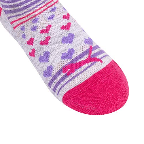 PUMA Girls' 6 Pack Low Cut Socks Sockshosiery, grey/pink, 5-6.5