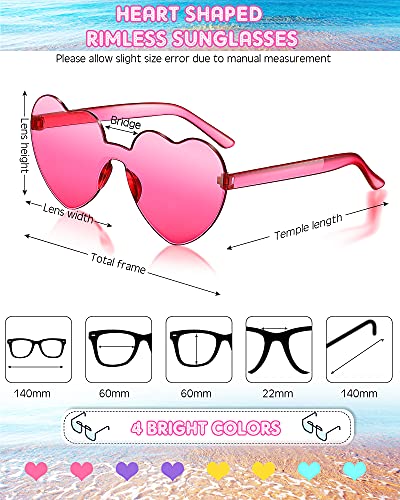 8 Pairs Rimless Sunglasses Heart Shaped Frameless Glasses Trendy Transparent