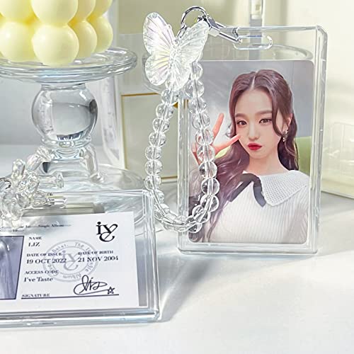 Acrylic Kpop Photocard Holder Keychain, Crystal Butterfly Shape ID Badge Holder, Credit