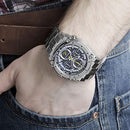 Men's Precisionist in Stainless Steel with 8-Hand Chronograph Watch, Blue and Yellow