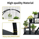 Fullwatt Plant Stand Indoor,5 Tier Half Moon Shape Ladder Flower Pot Stand Rack of 2,Metal Flower Shelf with 6 Hooks for Home Patio Lawn Garden Balcony Holder