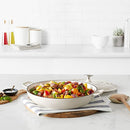 Enameled Cast Iron Covered Casserole Skillet, 3.3-Quart, White