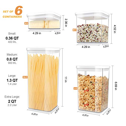 Airtight Food Storage Containers 6 Pieces - Pantry Organization and Storage Container