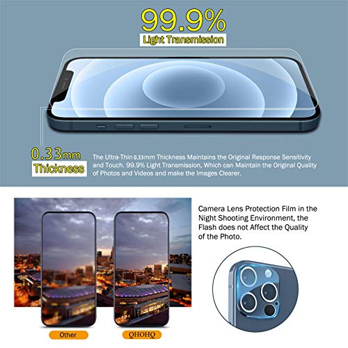 3 Pack Screen Protector for iPhone 12 Pro Max 6.7” with 2 Packs Tempered Glass