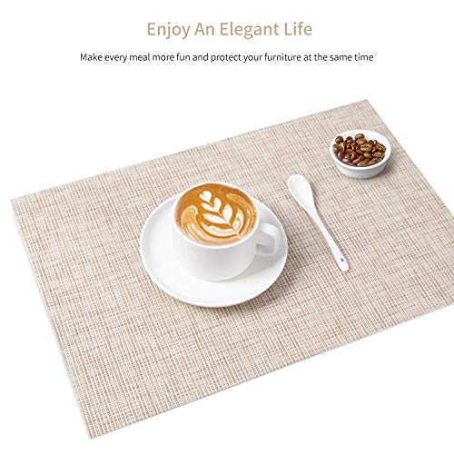 Placemats, Set of 8 Heat-Resistant Placemats Stain Resistant Anti-Skid Placemats
