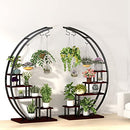 GDLF 5 Tier Metal Plant Stand Creative Half Moon Shape Ladder Flower Pot Stand Rack for Home Patio Lawn Garden Balcony Holder Black (2 Pack)