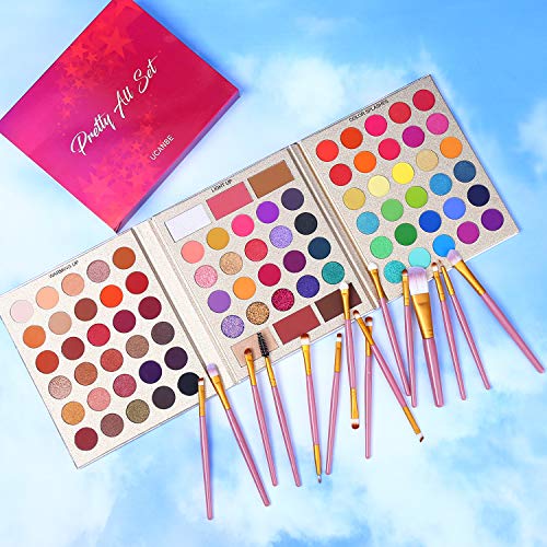 Professional 86 Colors Eyeshadow Palette with 15pcs Makeup Brushes Set All in One