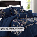 Bedding Comforter Sets, 7 Pieces Soft and Comfortable(Navy, Cal King)