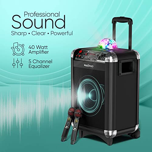 Bluetooth Karaoke Machine - Portable Singing Equipment Set W/ 2 Wireless Karaoke Microphones