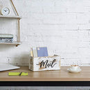 MyGift Whitewashed Wood Mail Holder Storage Box, Desktop Organizer Bin with Mail Script Design