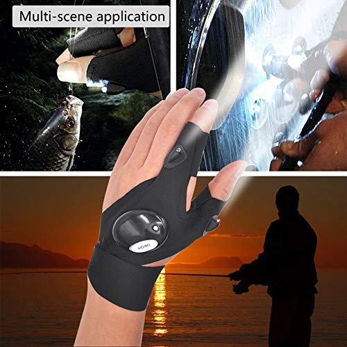 LED Flashlight Glove Outdoor Fishing Gloves With Stretchy Strap Screwdriver