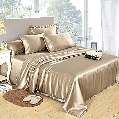 Mulberry Silk Sheets 4 Piece, Silk Bedding Set 100% Top 6A Grade Oeko-Certified