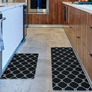 Sierra Concepts Kitchen Mat 2 Piece Rug Combo Set - Anti Fatigue Waterproof Home Décor Cushioned Floor Mats for Standing near Sink, Bathroom, Kitchens, Desk, Runner, Laundry, Ergonomic Non Slip, Black