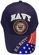 United States Navy Veteran Blue Baseball Style Embroidered Hat Ball Cap Vet USA Flag us Retired (Navy Blue)