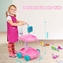 UNIH Doctor Cart Kit for Kids 3 4 5, Medical Play Set Realistic with Lights Toddlers Toys for Boys Girls 2-4 (Pink)