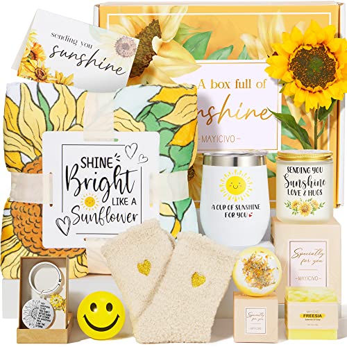 Sunflower Gifts for Women Get Well Soon Gifts Basket, w/ Inspirational Tumbler