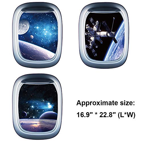 3 Pcs Universe Astronaut Space Capsule Window Wall Decals 3D Planet Spacecraft