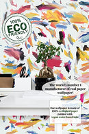 Colorful Brushstrokes Wallpaper. Ecological Paper (No Solvent). Easy to Apply/Remove