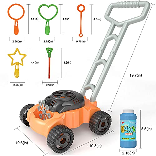 Lawn Mower Bubble Machine for Kids - Automatic Bubble Mower with Music,