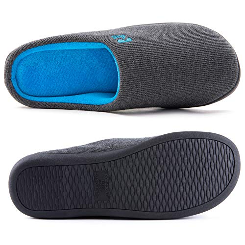 Men's Original Two-Tone Memory Foam Slipper, Size 11-12 US Men, Dark Gray/Blue