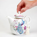 Peacock Porcelain Teapot and Cup Set - Elegant Peacock Design