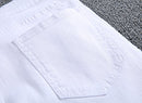 Leward Men's Slim Fit Stretch Destroyed Ripped Skinny Denim Jeans (36, White)