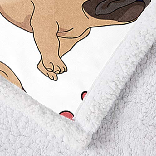 Pug Throw Blanket Twin Reversible Pug Dog Printed Sherpa Blanket for Kids Adults