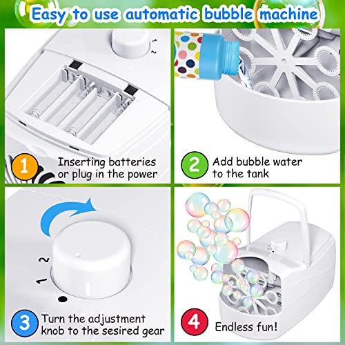 Automatic Bubble Blower Portable Bubble Maker with 2 Speeds,5000+ Bubbles Per Minute