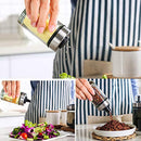 Oil and Vinegar Dispenser Set of 6 Bottles, Stainless Steel Salt and Pepper Holder