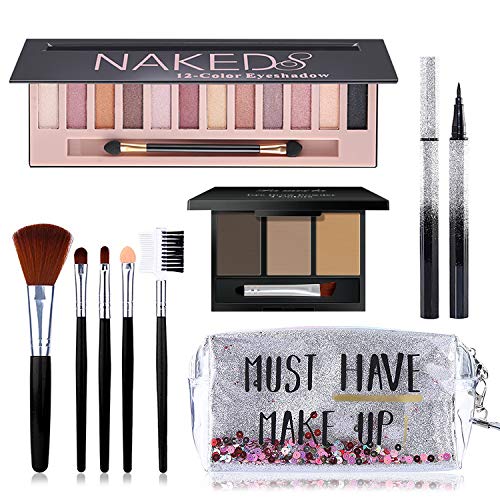 All in One Makeup Kit,12 Colors Naked Eyeshadow Palette, 5Pcs Makeup Brushes etc.