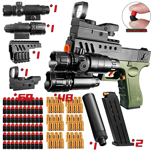 Toy Gun,Soft Foam Bullets, Soft Bullet Toy Gun,Cool Toy Pistol.with 60 Pcs EVA Darts
