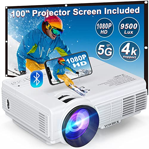 Projector with WiFi and Bluetooth, 5G WiFi Native 1080P 9500L Outdoor Projector