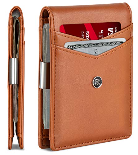 SUAVELL Leather Slim Wallets for Men. Wallet Card Holder with Money Clip.