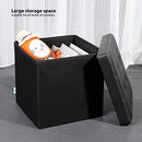 Storage Ottoman Footrest Stool Faux Leather Seat Chest Black 12.6"X12.6"X12.6"
