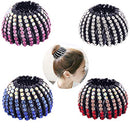 4Pack Ponytail Holder Hair Accessory Expandable Rhinestone Bird Nest Hair Clip