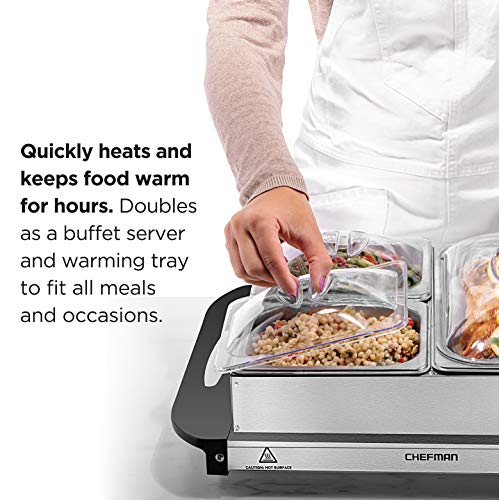 Electric Buffet Server + Warming Tray w/Adjustable Temperature & 3 Chafing Dishes