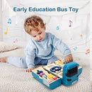 Kids Play Vehicle with Sound and Light, Educational Bus Driving Toy Gift for Toddlers