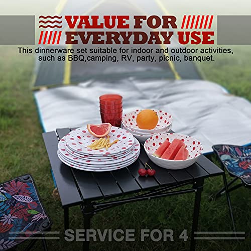 Dinnerware Set for 4-16 Pcs:Camping Dishes Set with Dinner Plates