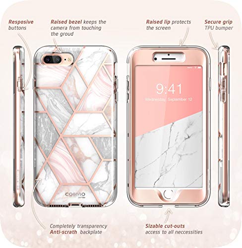 i-Blason Cosmo Glitter Clear Bumper Case for iPhone 8 Plus/iPhone 7 Plus, Marble