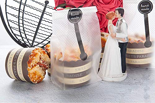 SAILING-GO 100 pcs./Pack Translucent Plastic Bags for Bakery Party with Stickers