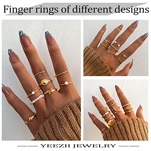 68 Pcs Gold Knuckle Rings Set for Women Girls, Stackable Rings