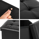 Storage Ottoman Footrest Stool Faux Leather Seat Chest Black 12.6"X12.6"X12.6"