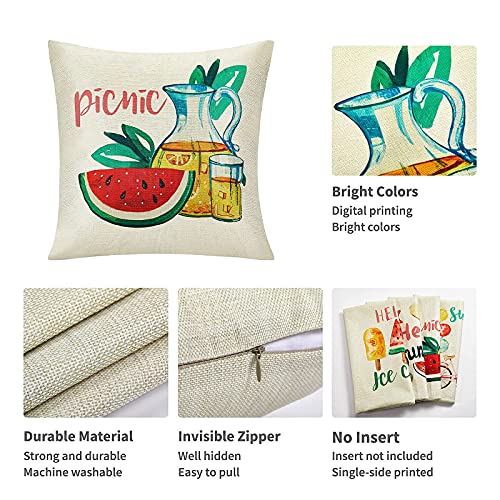 Summer Pillow Covers 18x18: Watermelon Decorative Pillow Covers