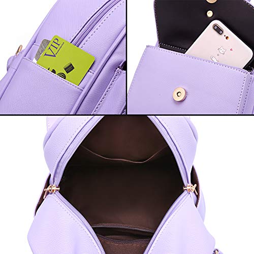 Girls Bowknot Cute Leather Backpack Mini Backpack Purse for Womens Gold Pink